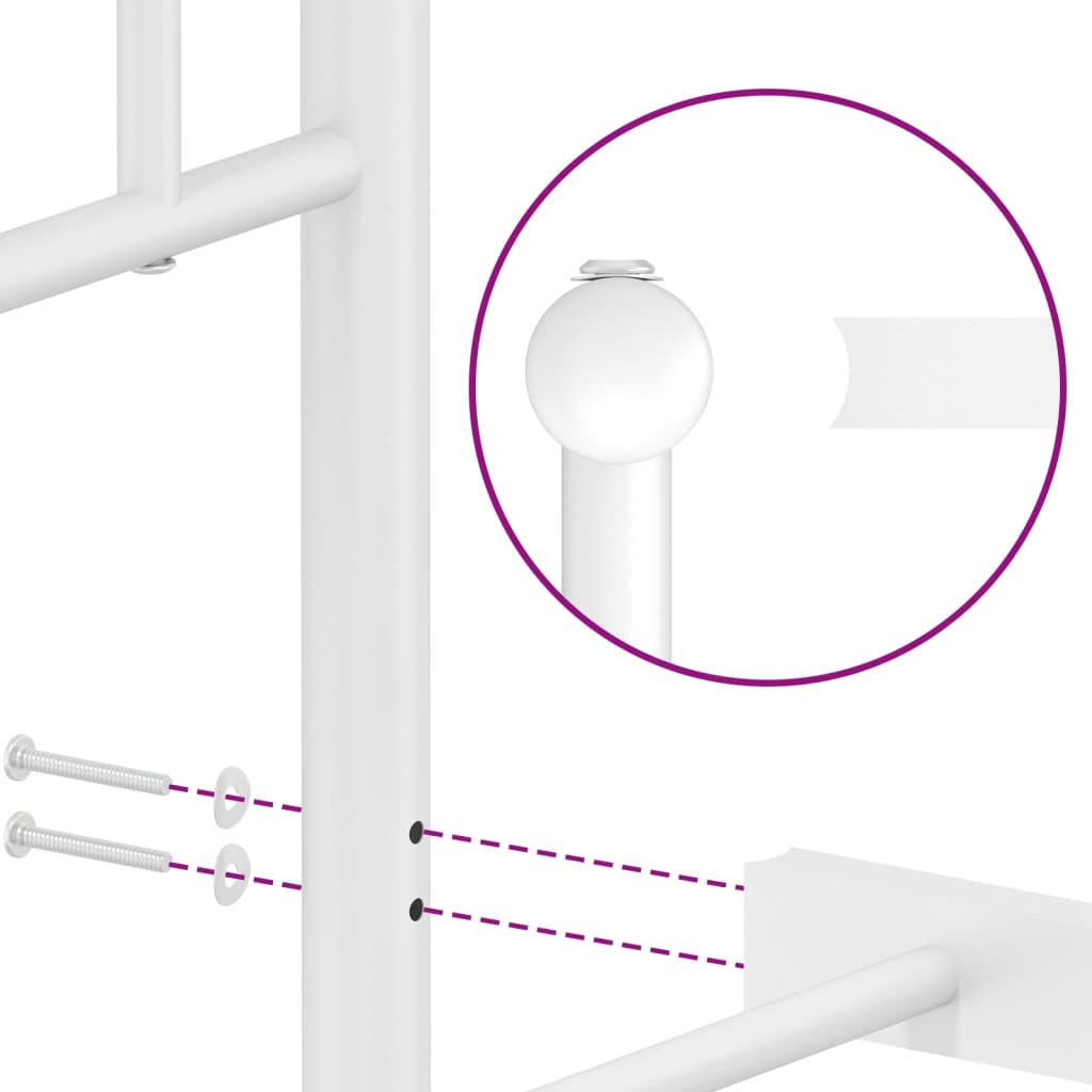 Giroletto con Testiera Metallo Bianco 90x190 cm - homemem39