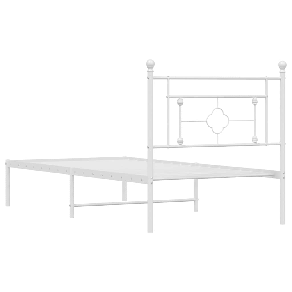 Giroletto con Testiera Metallo Bianco 100x200 cm | homemem39