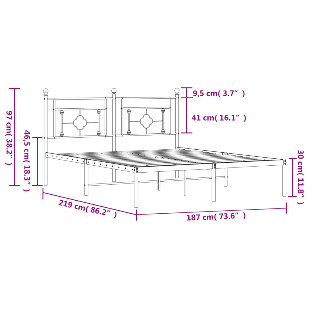 Giroletto con Testiera Metallo Bianco 183x213 cm | homemem39
