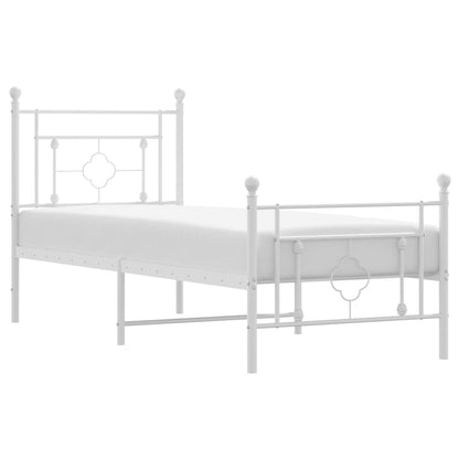 Giroletto con Testiera e Pediera Metallo Bianco 80x200 cm