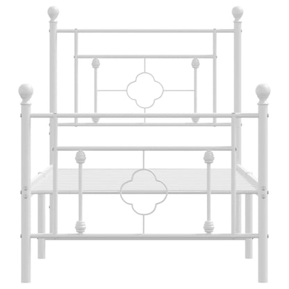 Giroletto con Testiera e Pediera Metallo Bianco 80x200 cm