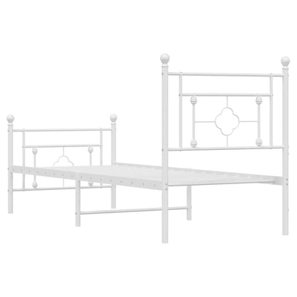 Giroletto con Testiera e Pediera Metallo Bianco 80x200 cm