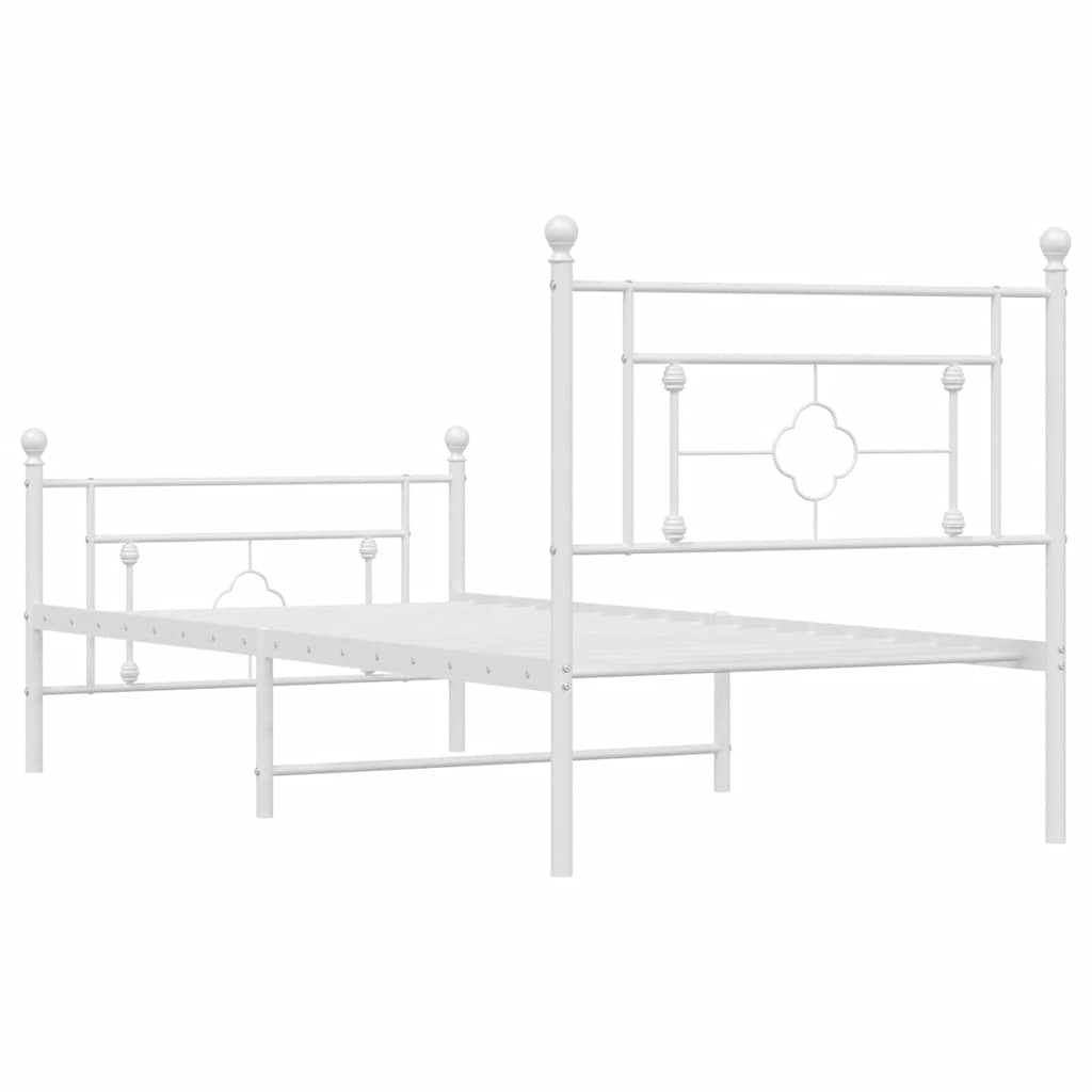Giroletto con Testiera e Pediera Metallo Bianco 100x200 cm | homemem39
