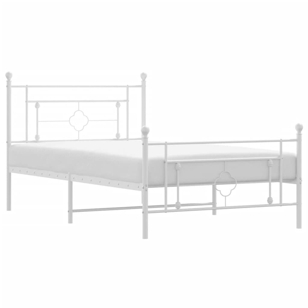 Giroletto con Testiera e Pediera Metallo Bianco 107x203 cm | homemem39