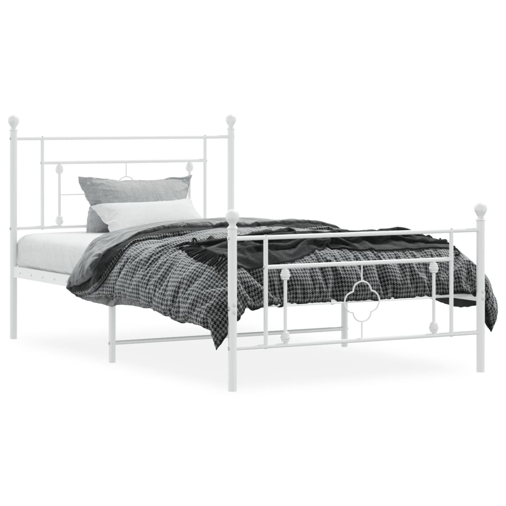 Giroletto con Testiera e Pediera Metallo Bianco 107x203 cm | homemem39