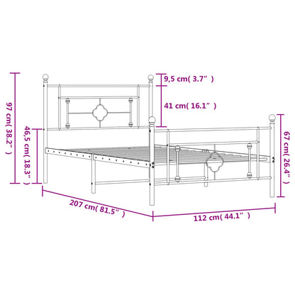 Giroletto con Testiera e Pediera Metallo Bianco 107x203 cm | homemem39