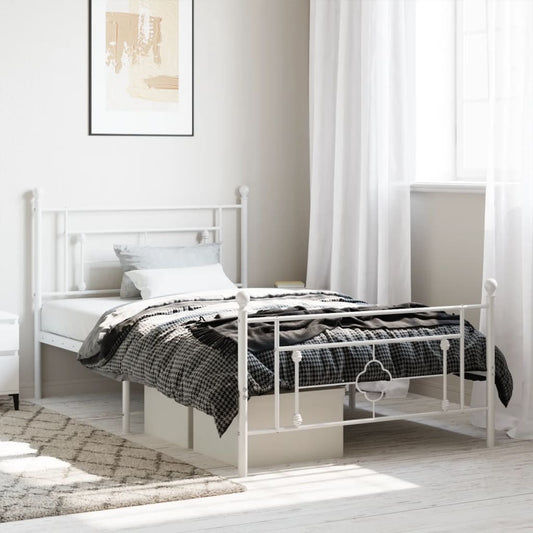 Giroletto con Testiera e Pediera Metallo Bianco 107x203 cm | homemem39