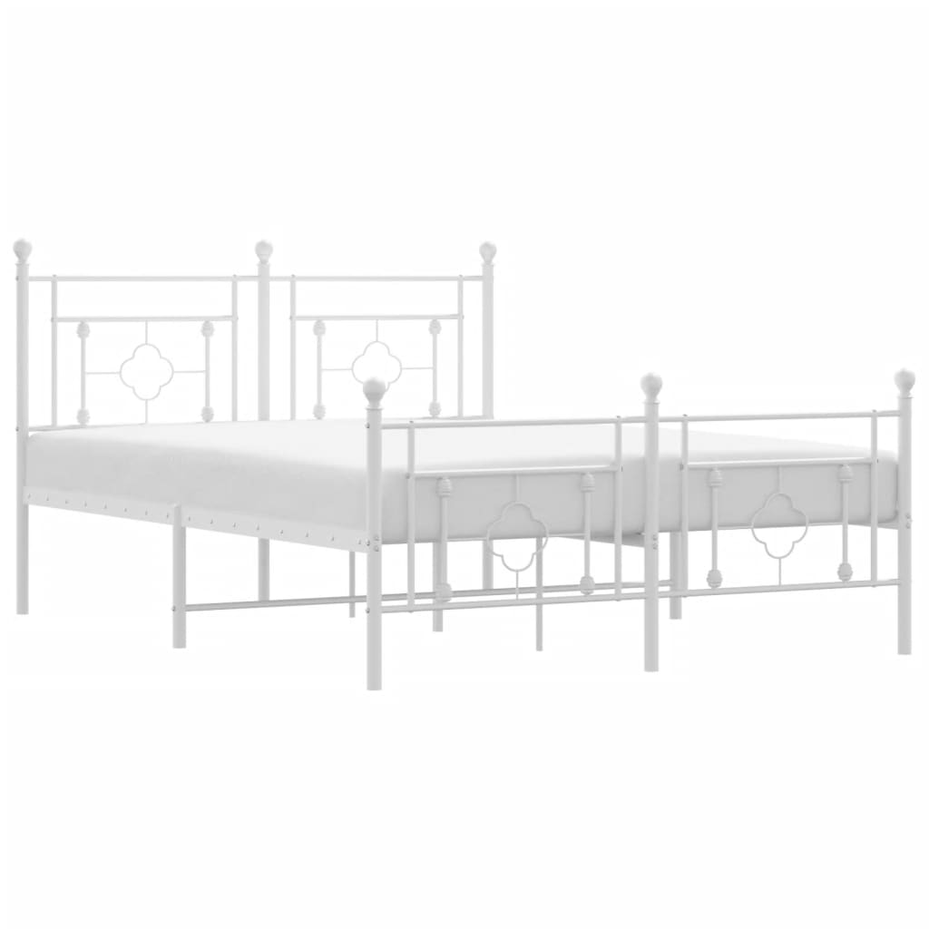Giroletto con Testiera e Pediera Metallo Bianco 135x190 cm