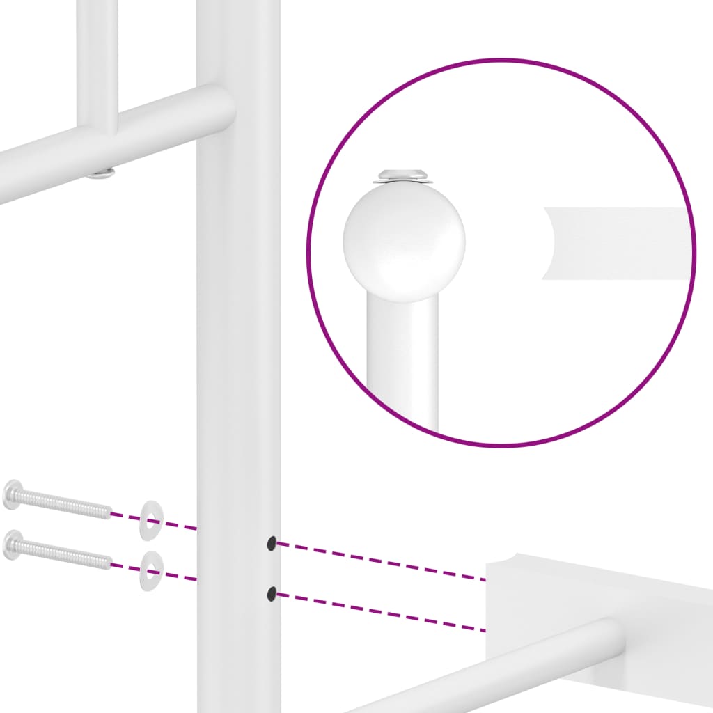 Giroletto con Testiera e Pediera Metallo Bianco 135x190 cm - homemem39