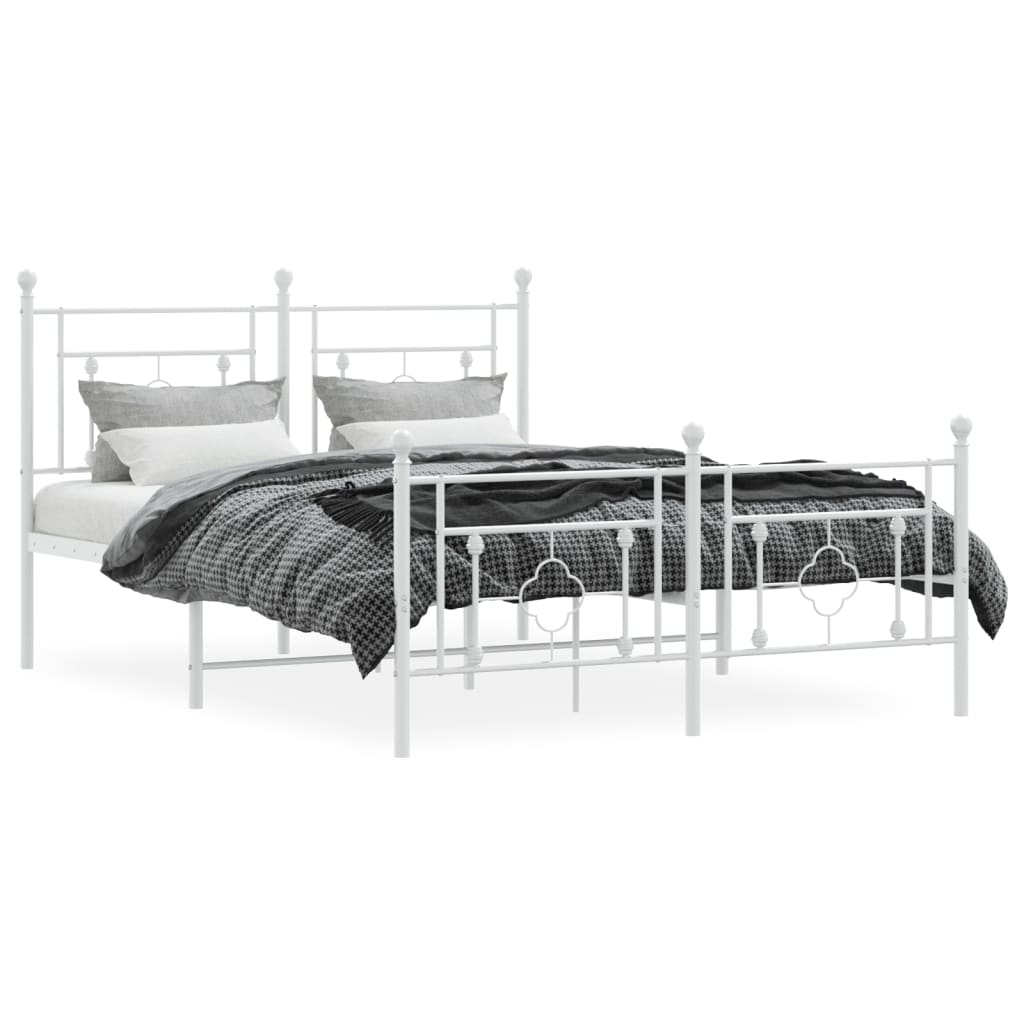 Giroletto con Testiera e Pediera Metallo Bianco 140x190 cm