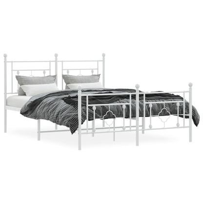 Giroletto con Testiera e Pediera Metallo Bianco 140x190 cm