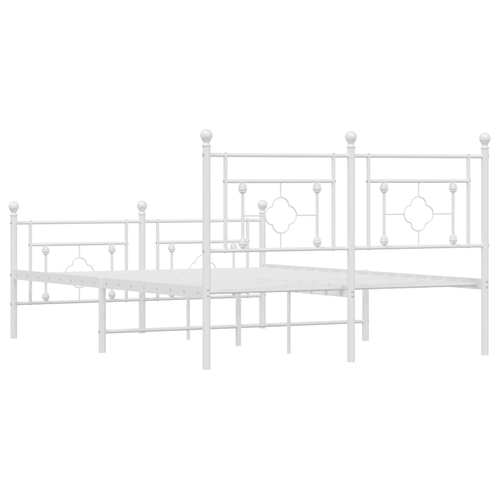 Giroletto con Testiera e Pediera Metallo Bianco 140x190 cm