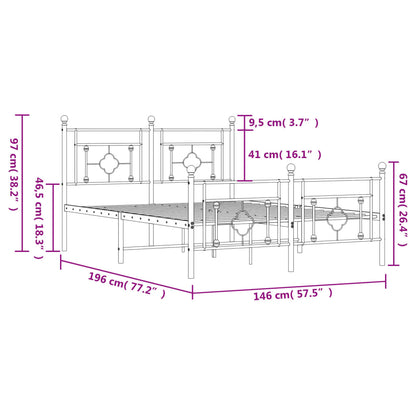 Giroletto con Testiera e Pediera Metallo Bianco 140x190 cm