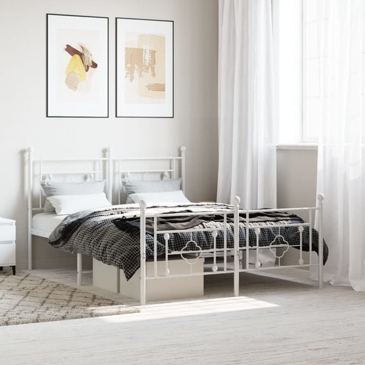 Giroletto con Testiera e Pediera Metallo Bianco 140x190 cm | homemem39