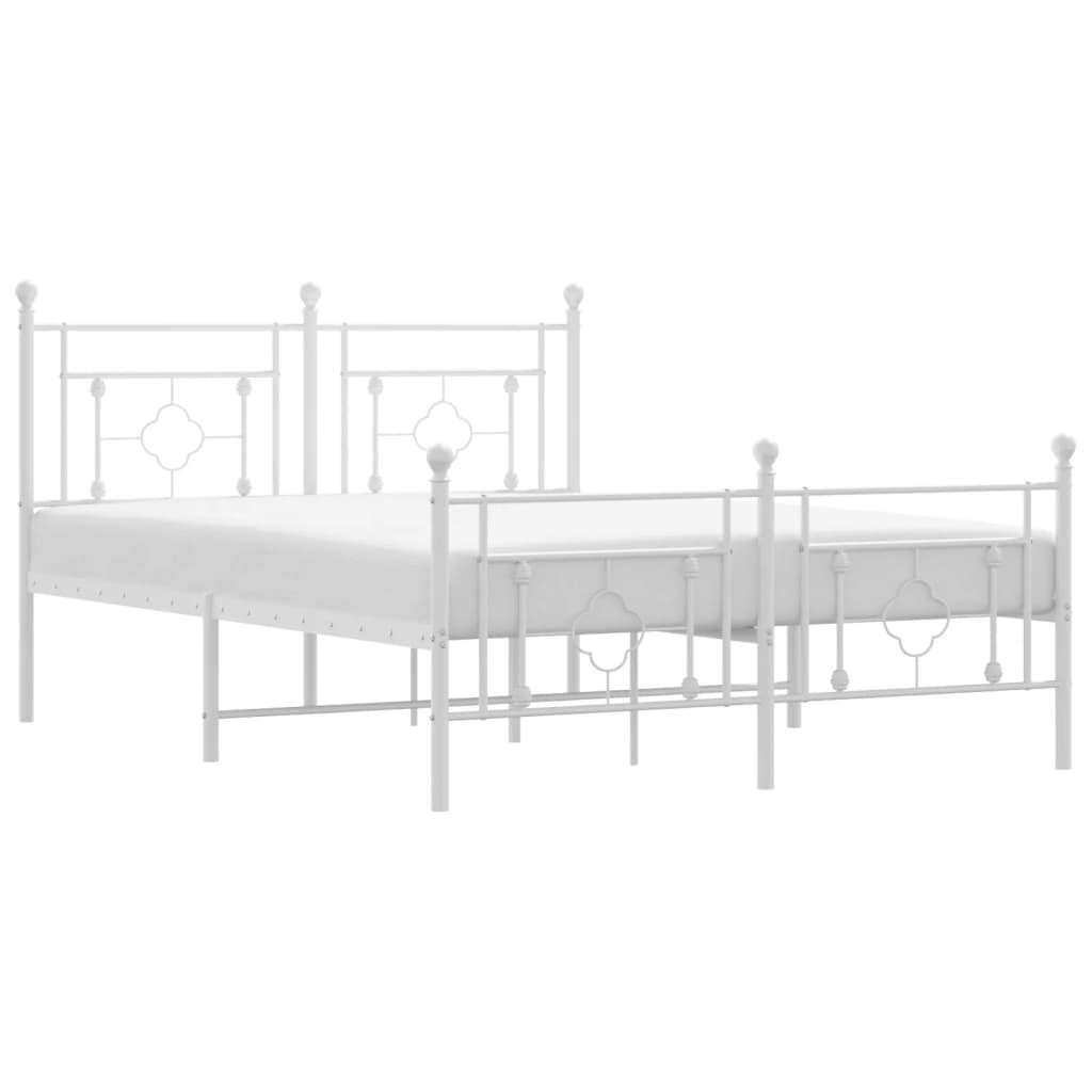 Giroletto con Testiera e Pediera Metallo Bianco 140x200 cm