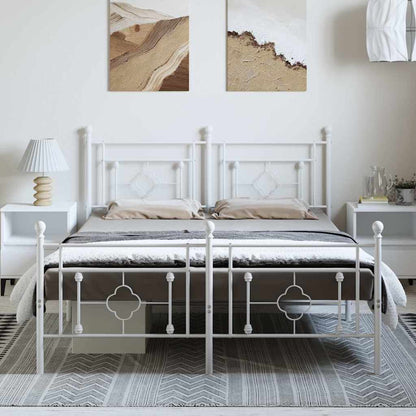 Giroletto con Testiera e Pediera Metallo Bianco 150x200 cm | homemem39
