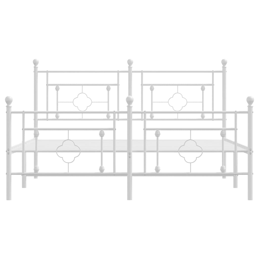 Giroletto con Testiera e Pediera Metallo Bianco 150x200 cm | homemem39