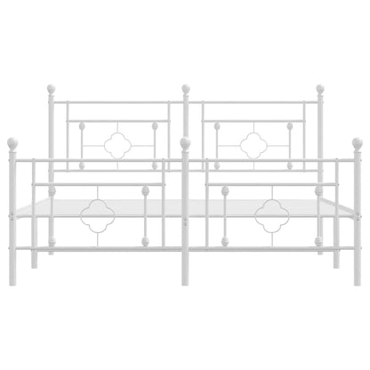 Giroletto con Testiera e Pediera Metallo Bianco 150x200 cm | homemem39