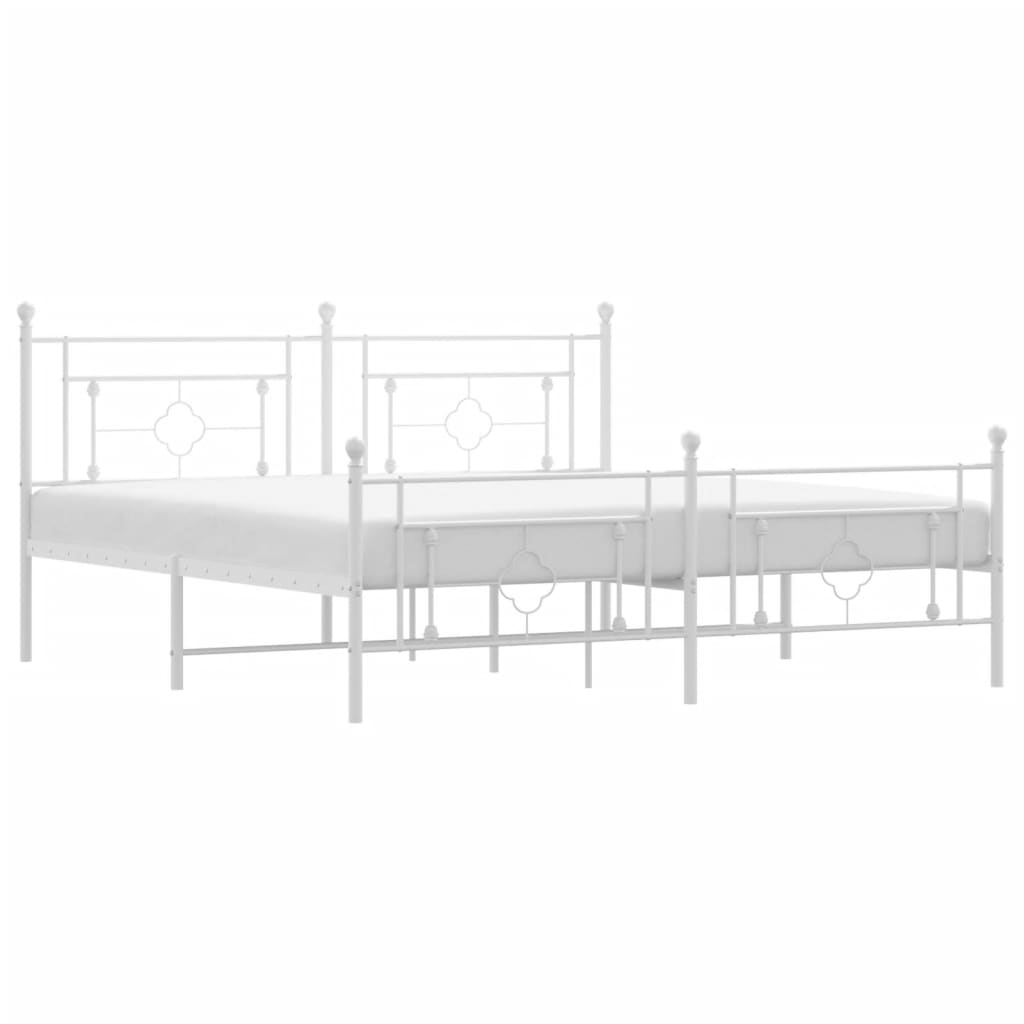 Giroletto con Testiera e Pediera Metallo Bianco 183x213 cm