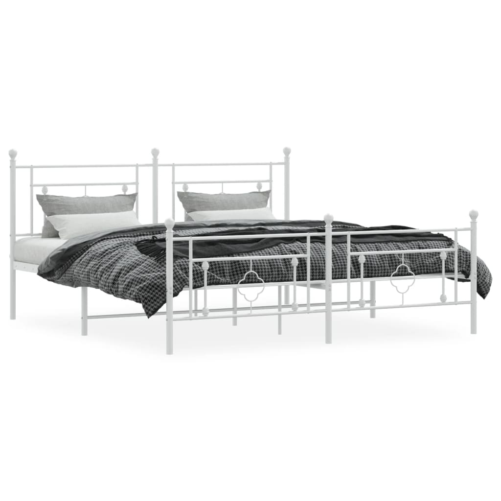 Giroletto con Testiera e Pediera Metallo Bianco 183x213 cm | homemem39