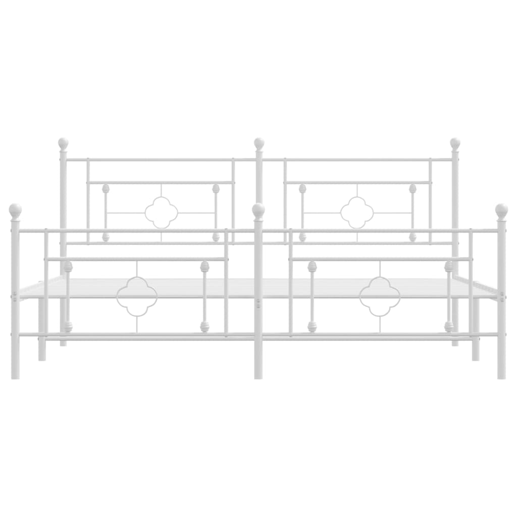 Giroletto con Testiera e Pediera Metallo Bianco 183x213 cm | homemem39