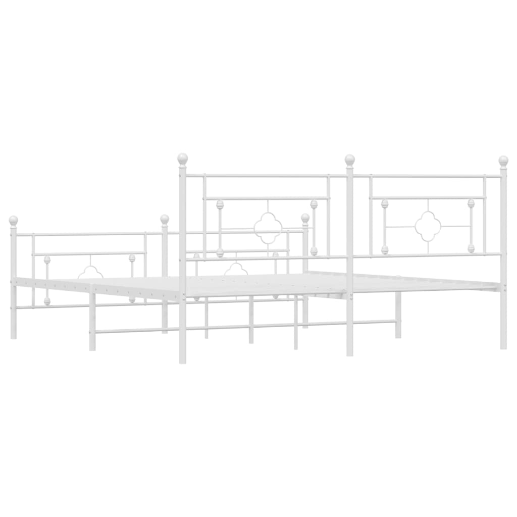 Giroletto con Testiera e Pediera Metallo Bianco 183x213 cm | homemem39