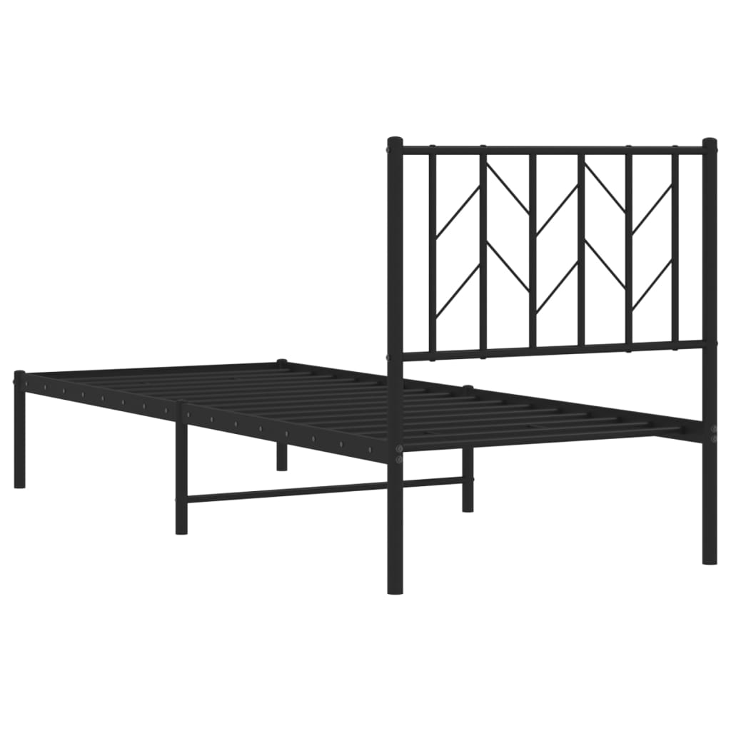 Giroletto con Testiera in Metallo Nero 75x190 cm