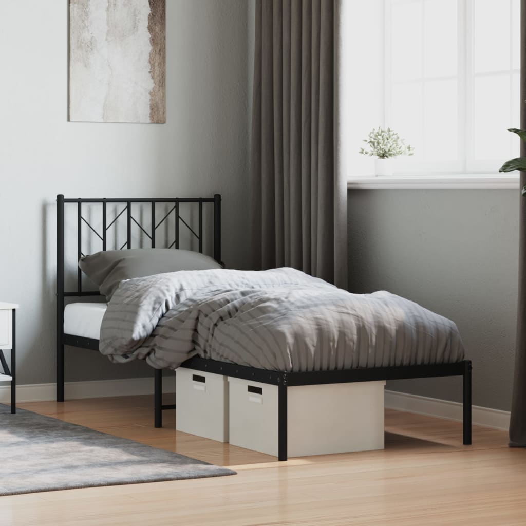 Giroletto con Testiera in Metallo Nero 75x190 cm | homemem39