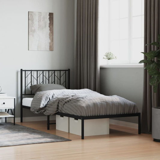Giroletto con Testiera in Metallo Nero 90x190 cm | homemem39