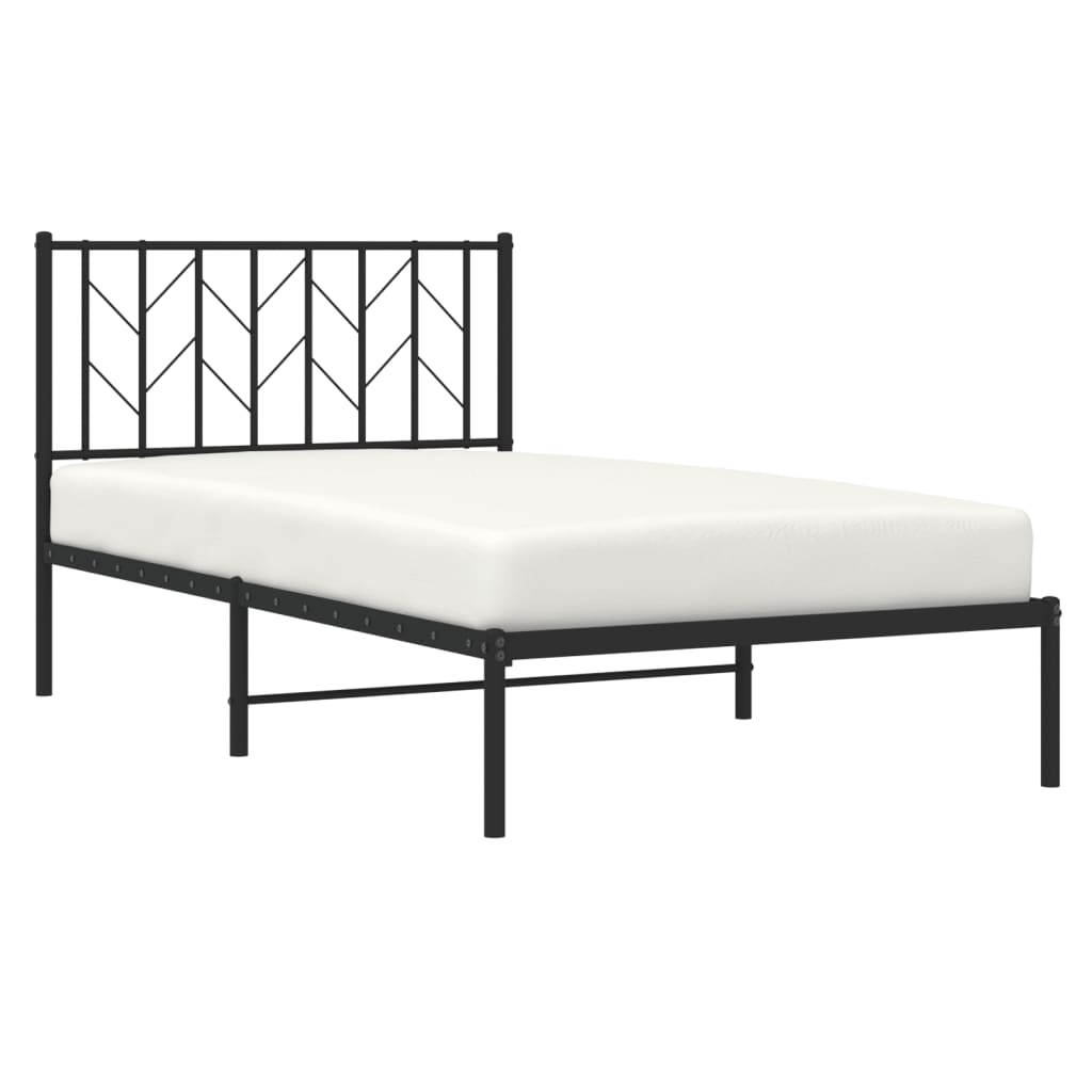 Giroletto con Testiera in Metallo Nero 100x190 cm