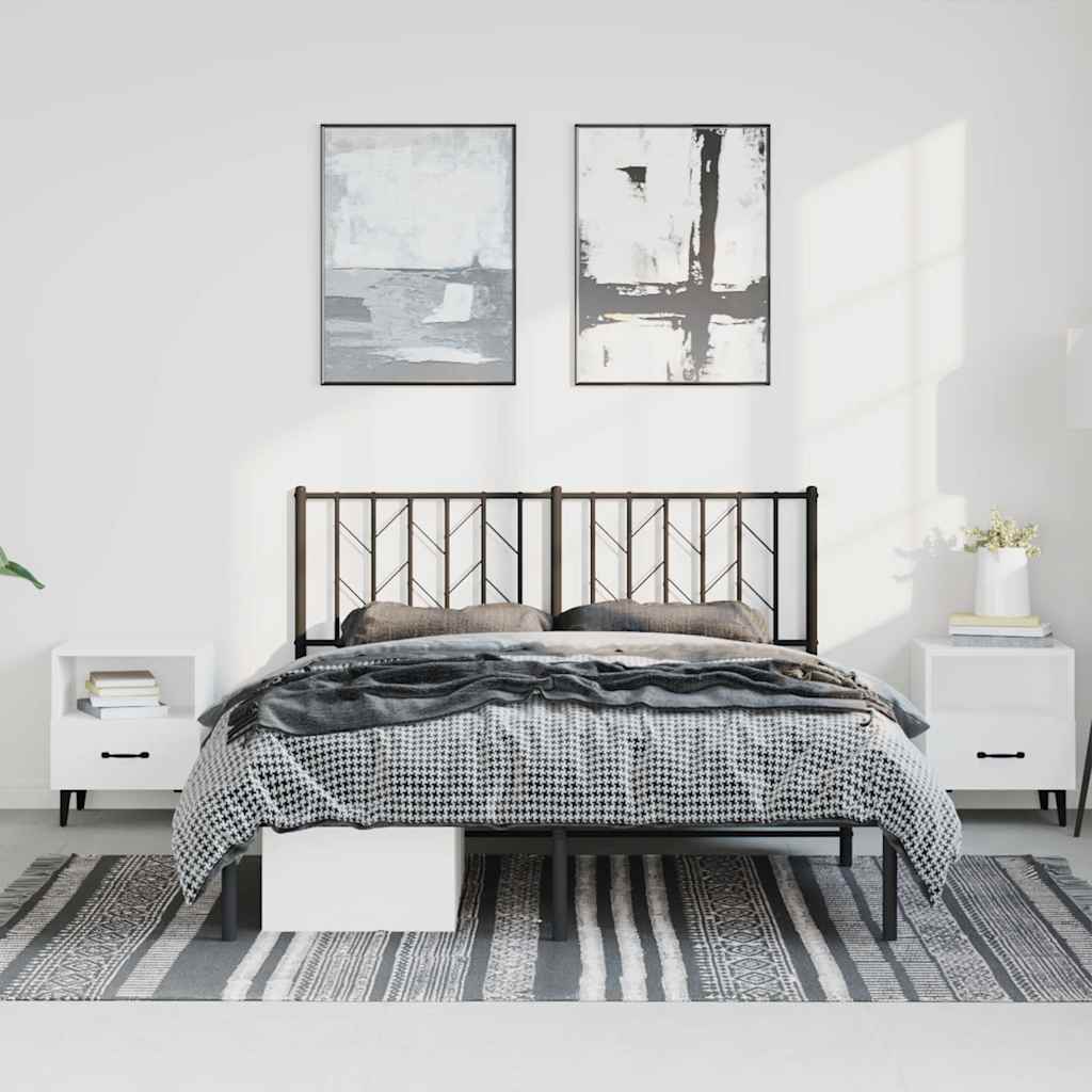 Giroletto con Testiera in Metallo Nero 150x200 cm