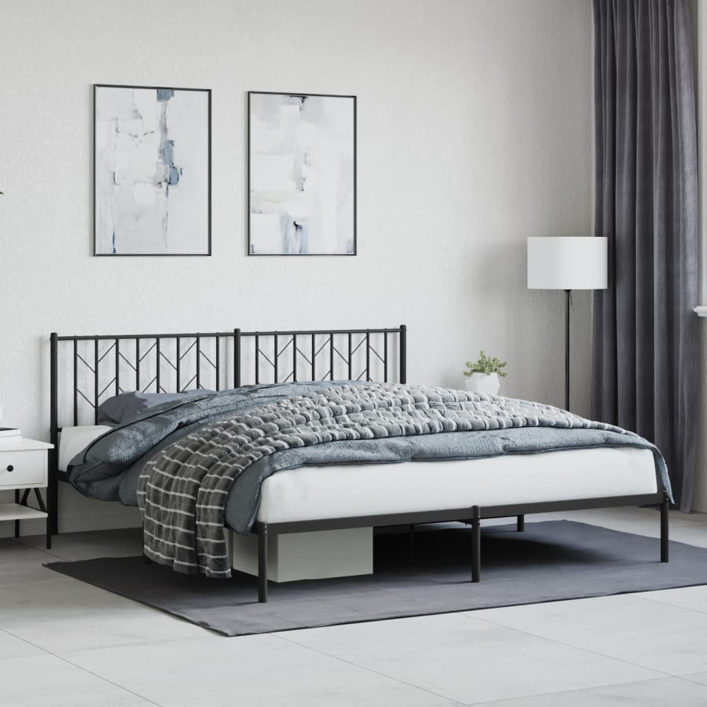 Giroletto con Testiera in Metallo Nero 183x213 cm | homemem39