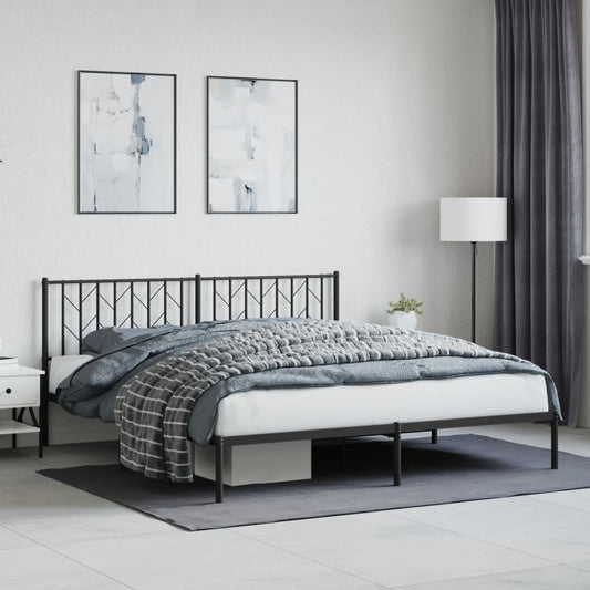 Giroletto con Testiera in Metallo Nero 183x213 cm | homemem39