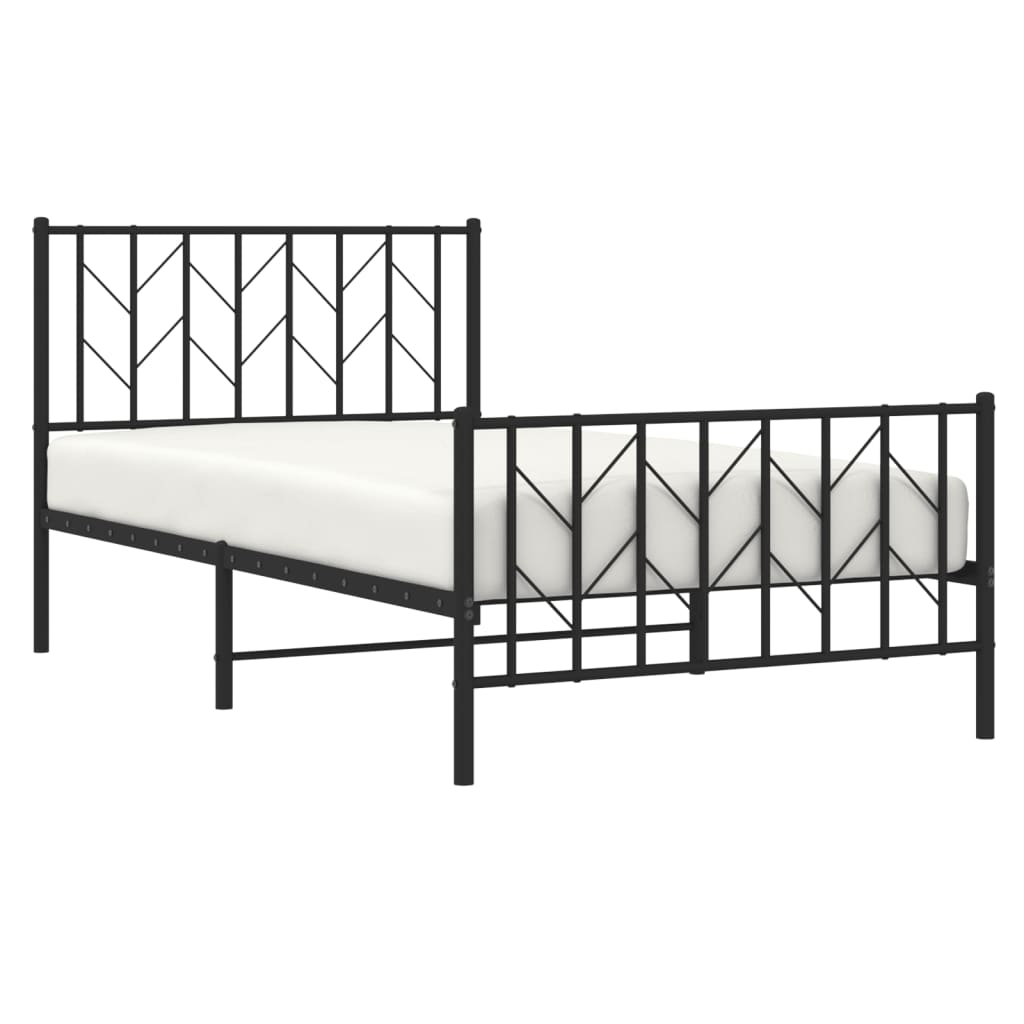 Giroletto con Testiera e Pediera Metallo Nero 100x190 cm | homemem39