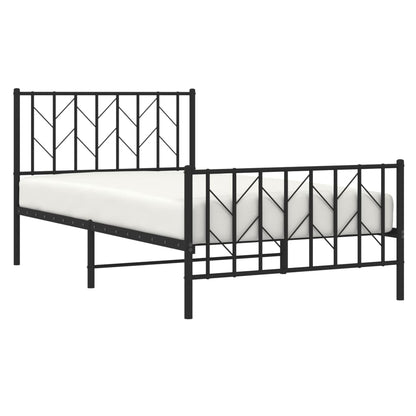 Giroletto con Testiera e Pediera Metallo Nero 100x190 cm | homemem39