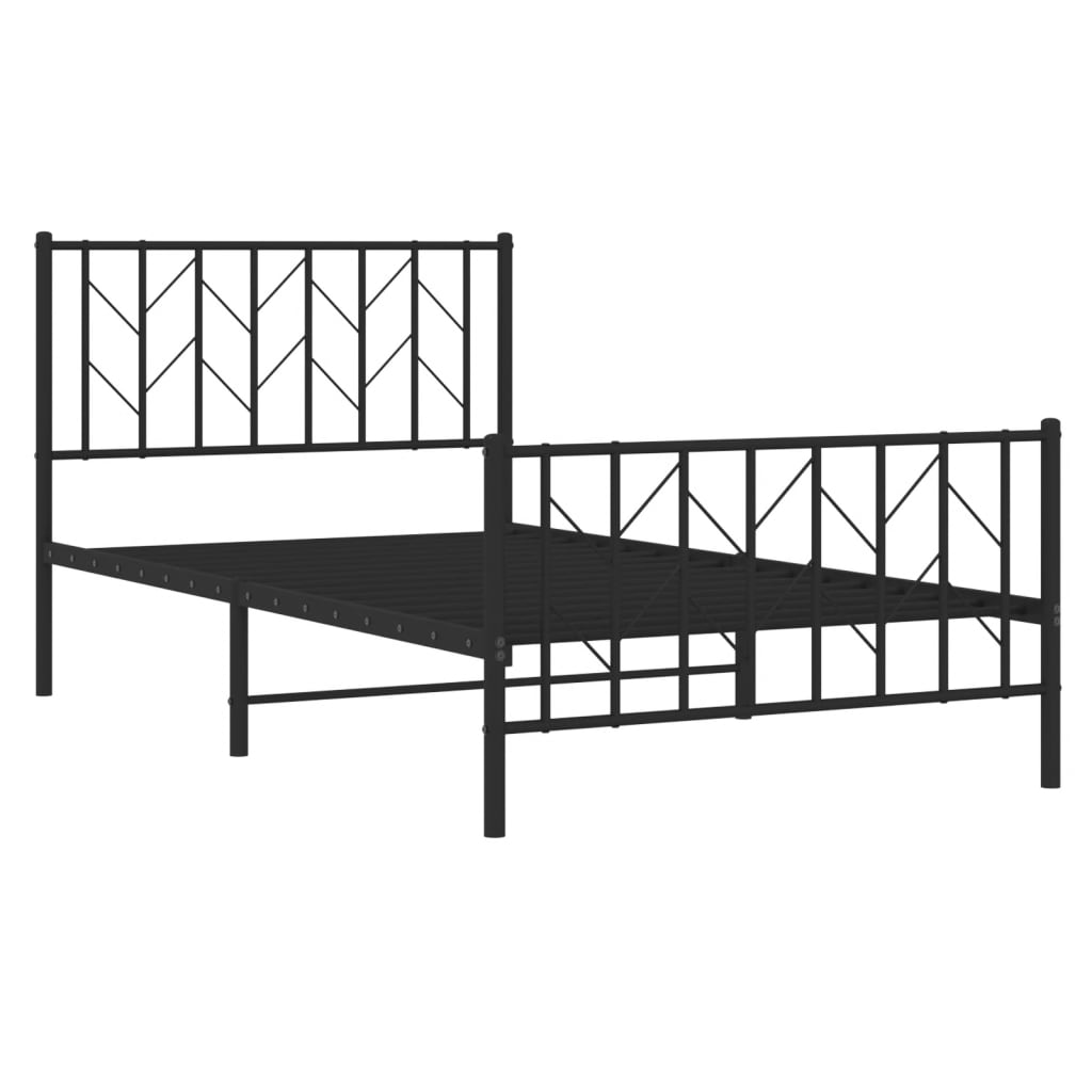 Giroletto con Testiera e Pediera Metallo Nero 100x190 cm