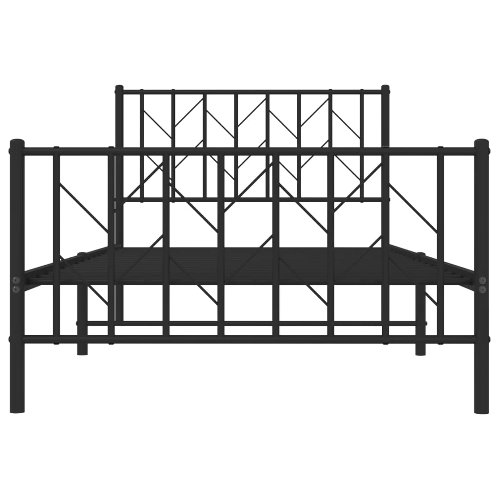 Giroletto con Testiera e Pediera Metallo Nero 100x190 cm | homemem39