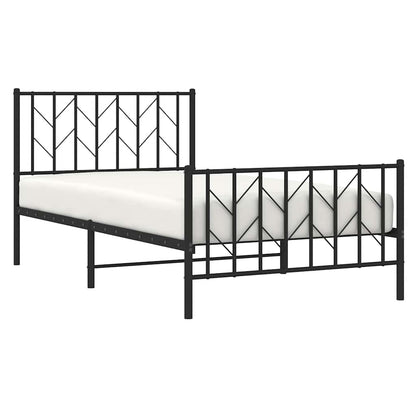 Giroletto con Testiera e Pediera Metallo Nero 100x200 cm | homemem39
