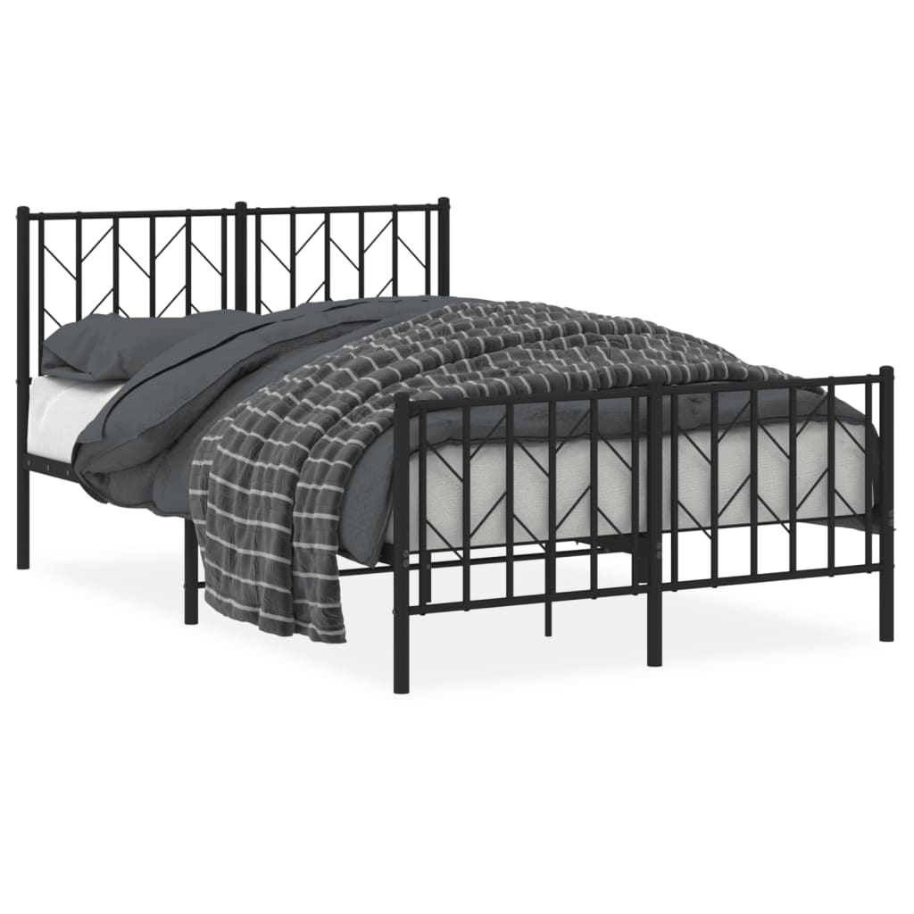 Giroletto con Testiera e Pediera Metallo Nero 120x200 cm | homemem39