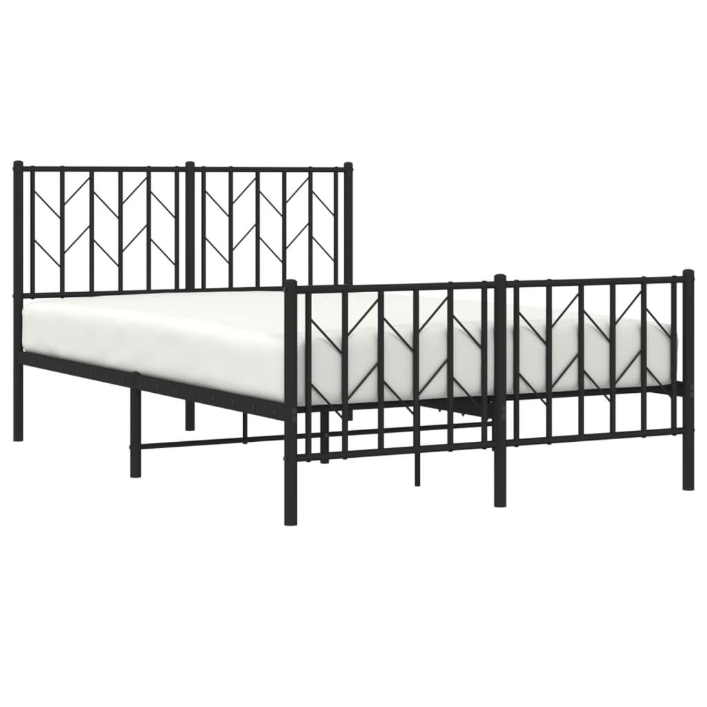 Giroletto con Testiera e Pediera Metallo Nero 120x200 cm | homemem39