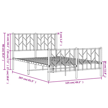 Giroletto con Testiera e Pediera Metallo Nero 120x200 cm | homemem39