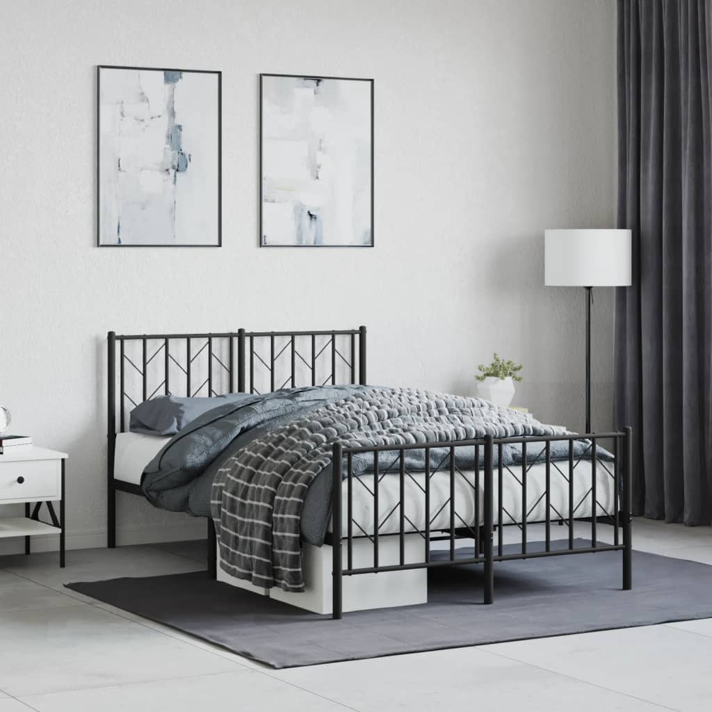 Giroletto con Testiera e Pediera Metallo Nero 120x200 cm | homemem39