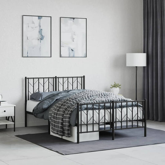 Giroletto con Testiera e Pediera Metallo Nero 120x200 cm | homemem39