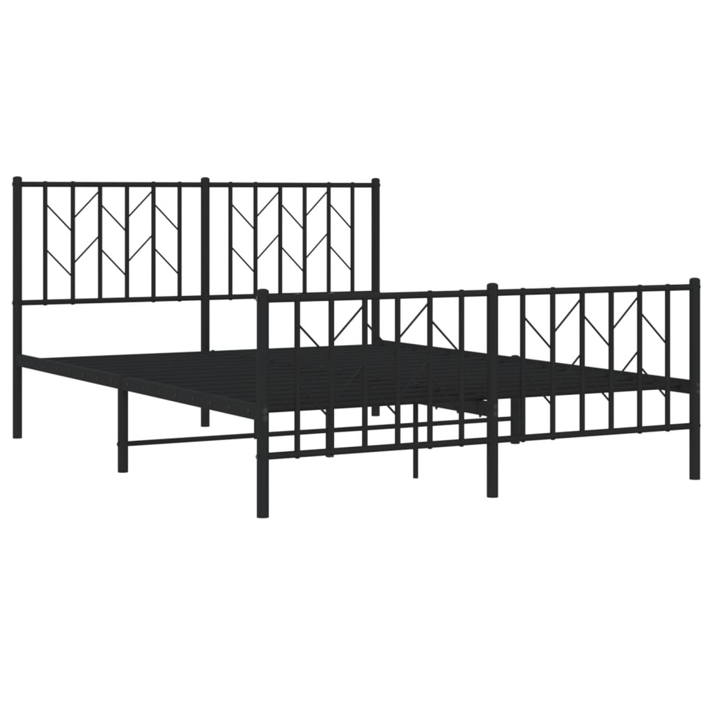 Giroletto con Testiera e Pediera Metallo Nero 135x190 cm