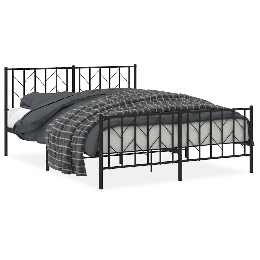 Giroletto con Testiera e Pediera Metallo Nero 150x200 cm | homemem39