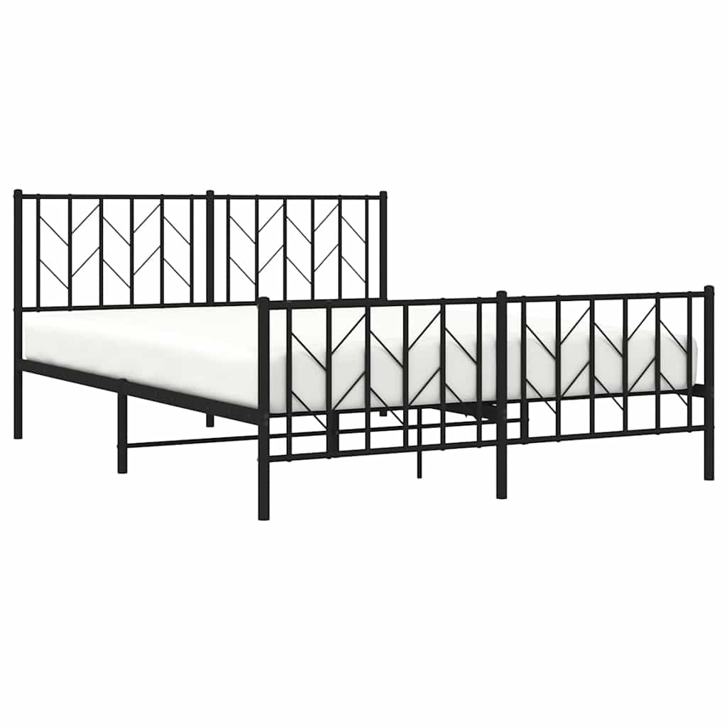 Giroletto con Testiera e Pediera Metallo Nero 150x200 cm | homemem39