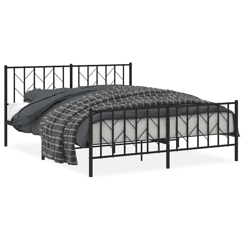 Giroletto senza Materaso con Pediera in Metallo Nero 160x200 cm