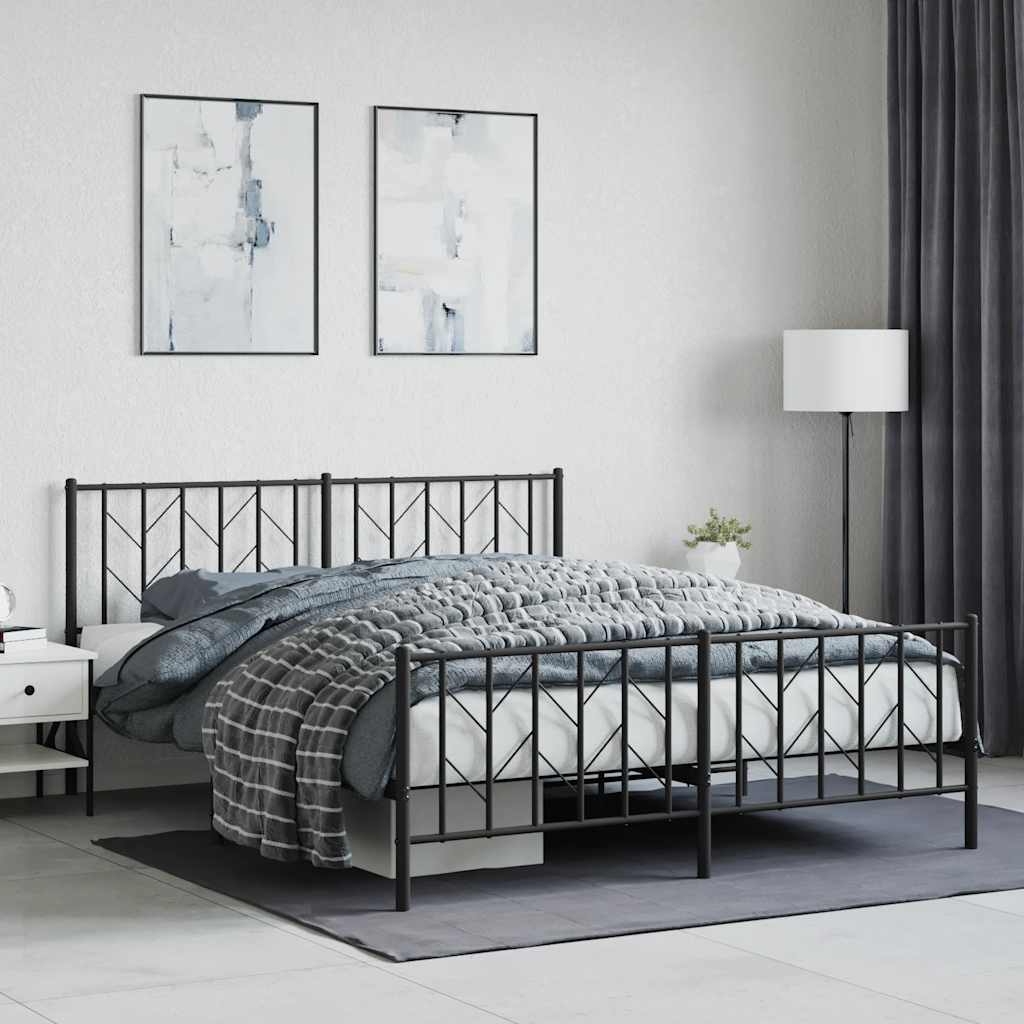 Giroletto senza Materaso con Pediera in Metallo Nero 160x200 cm