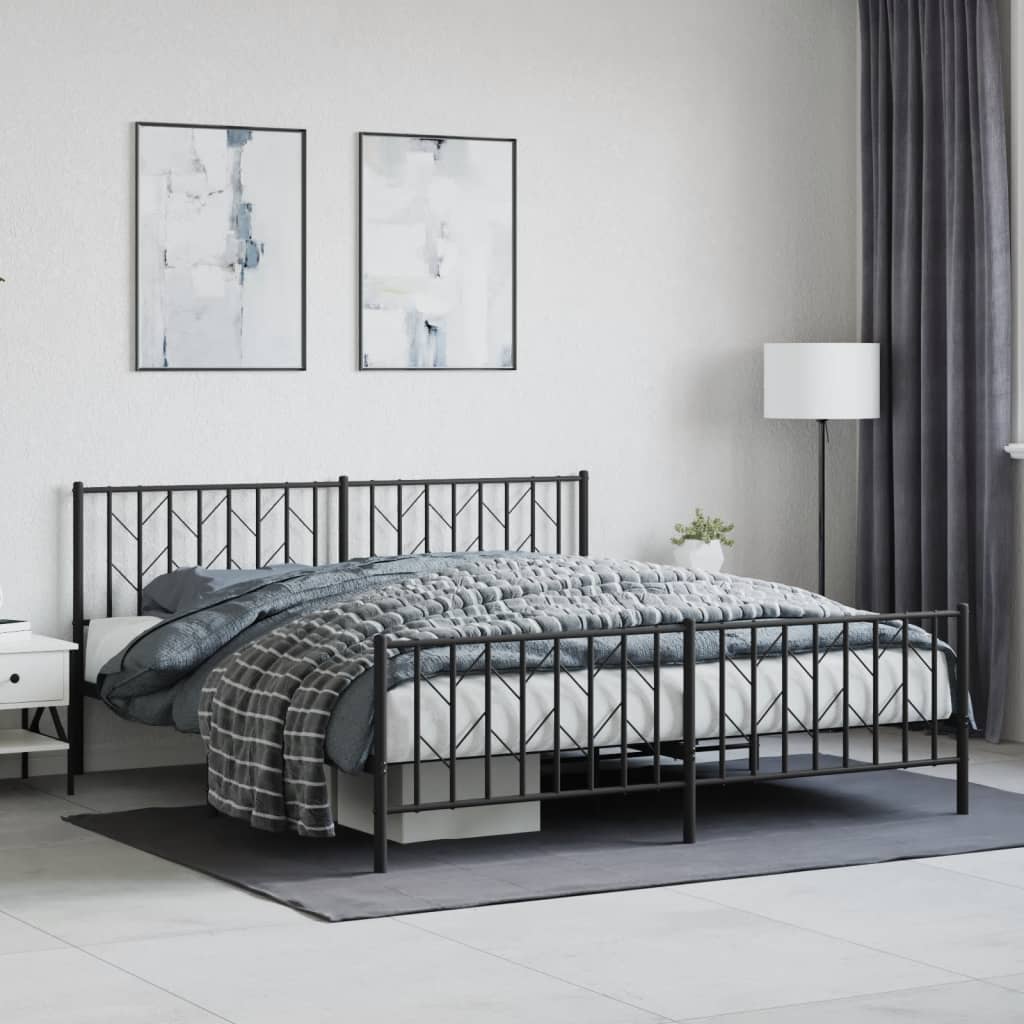 Giroletto con Testiera e Pediera Metallo Nero 183x213 cm | homemem39