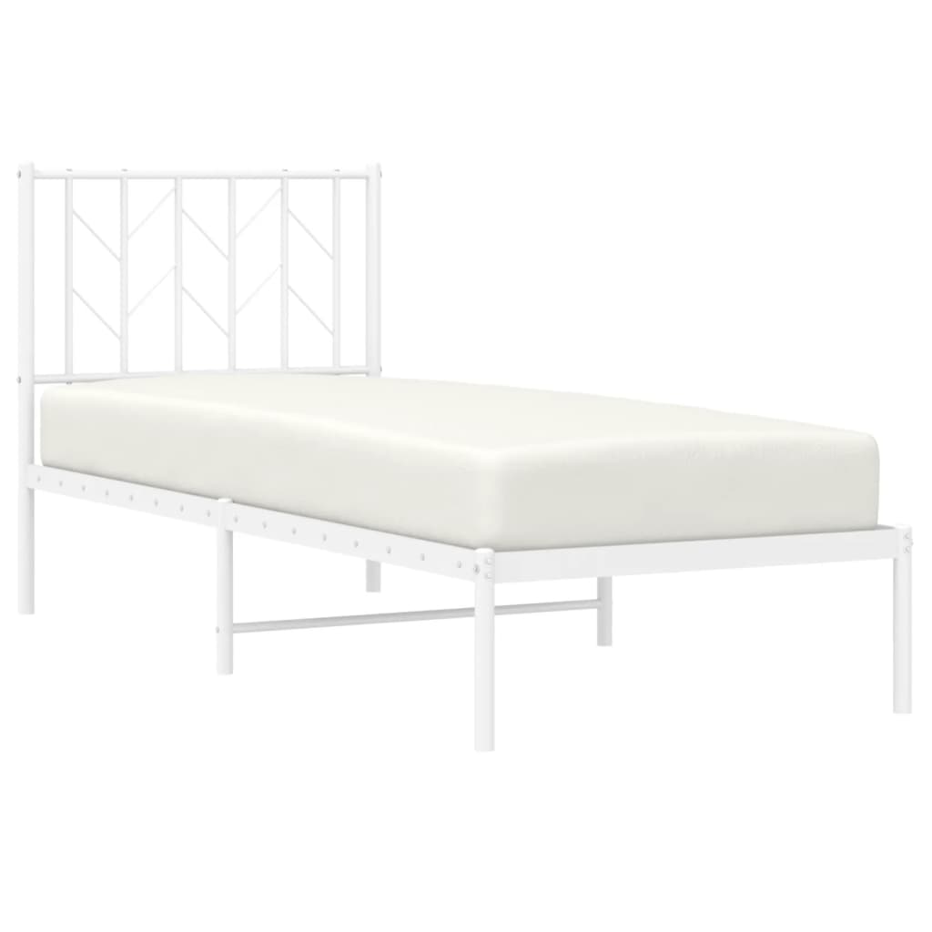 Giroletto senza Materaso con Testiera Metallo Bianco 75x190 cm | homemem39